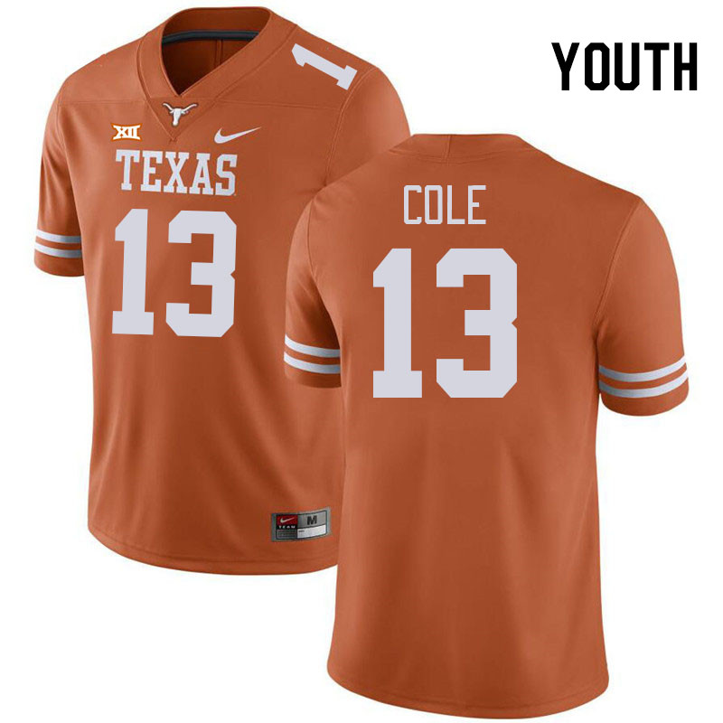 Youth #13 Jay'Vion Cole Texas Longhorns College Football Jerseys Stitched-Orange